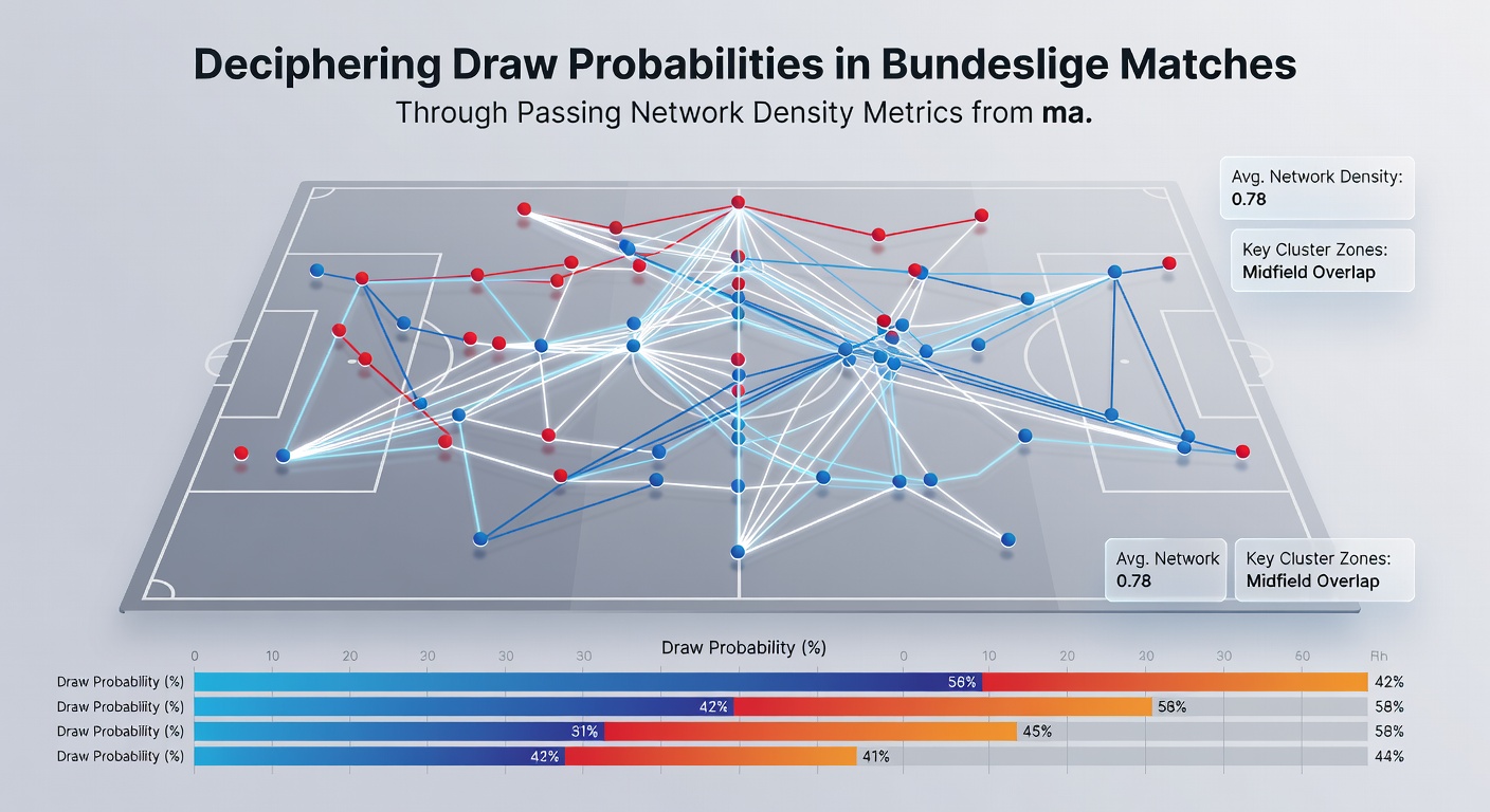 Graph comparing density metrics and draw rates across multiple Bundesliga seasons with overlaid probability curves