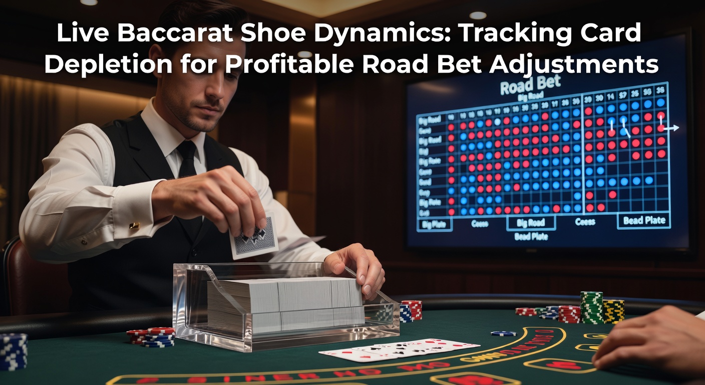 Digital baccarat roadmap on a live stream interface displaying mid-shoe depletion stats and predictive streak overlays