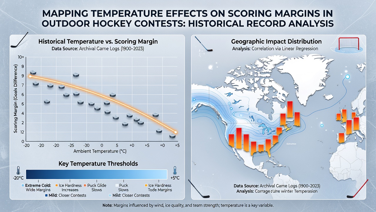 Graph illustrating temperature impact on goal differentials across multiple outdoor hockey seasons