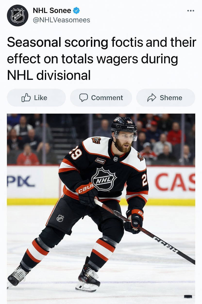 Graph showing NHL goal totals trends across months with emphasis on divisional games