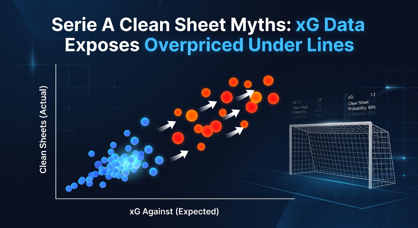 Chart comparing Serie A clean sheet rates versus xGA per match for top defensive teams, with regression lines projecting future concessions