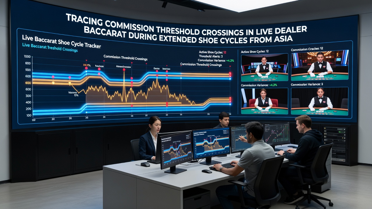 Data visualization screen displaying commission threshold crossings during extended baccarat shoe cycles